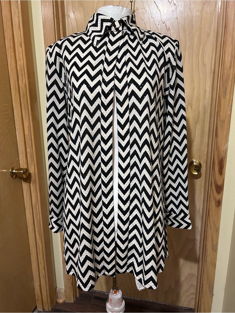 Vintage Sole Dior Studio Black and White Chevron Clear Sequin Detail Jacket